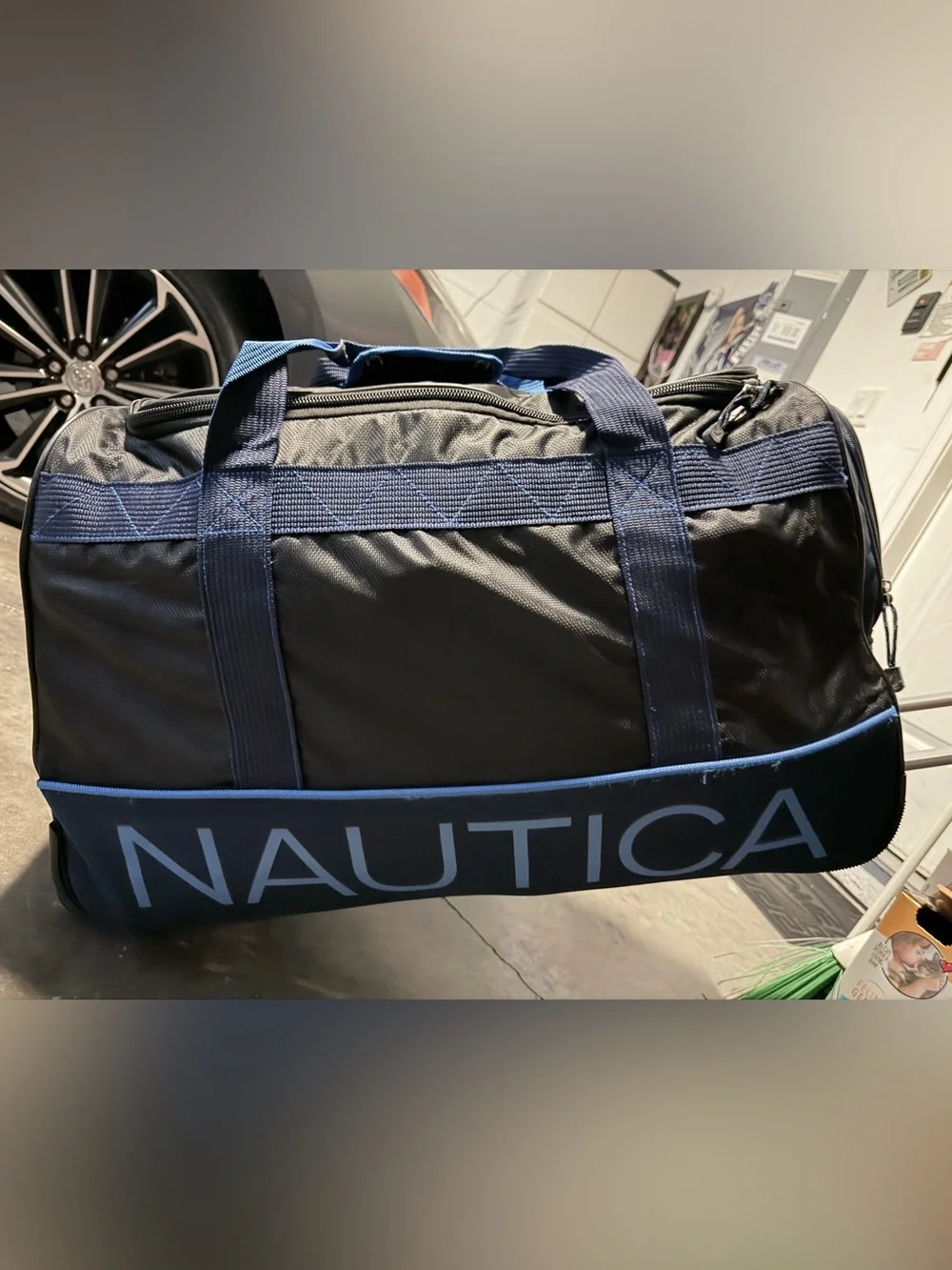 Nautica Royal Blue Rolling Travel Duffel with Bold Logo